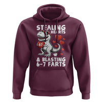 Funny 67 Meme Valentines Day Dinosaur Hoodie Stealing Hearts And Blasting 67 Farts