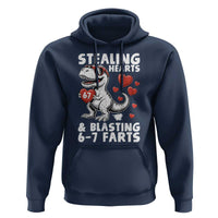 Funny 67 Meme Valentines Day Dinosaur Hoodie Stealing Hearts And Blasting 67 Farts