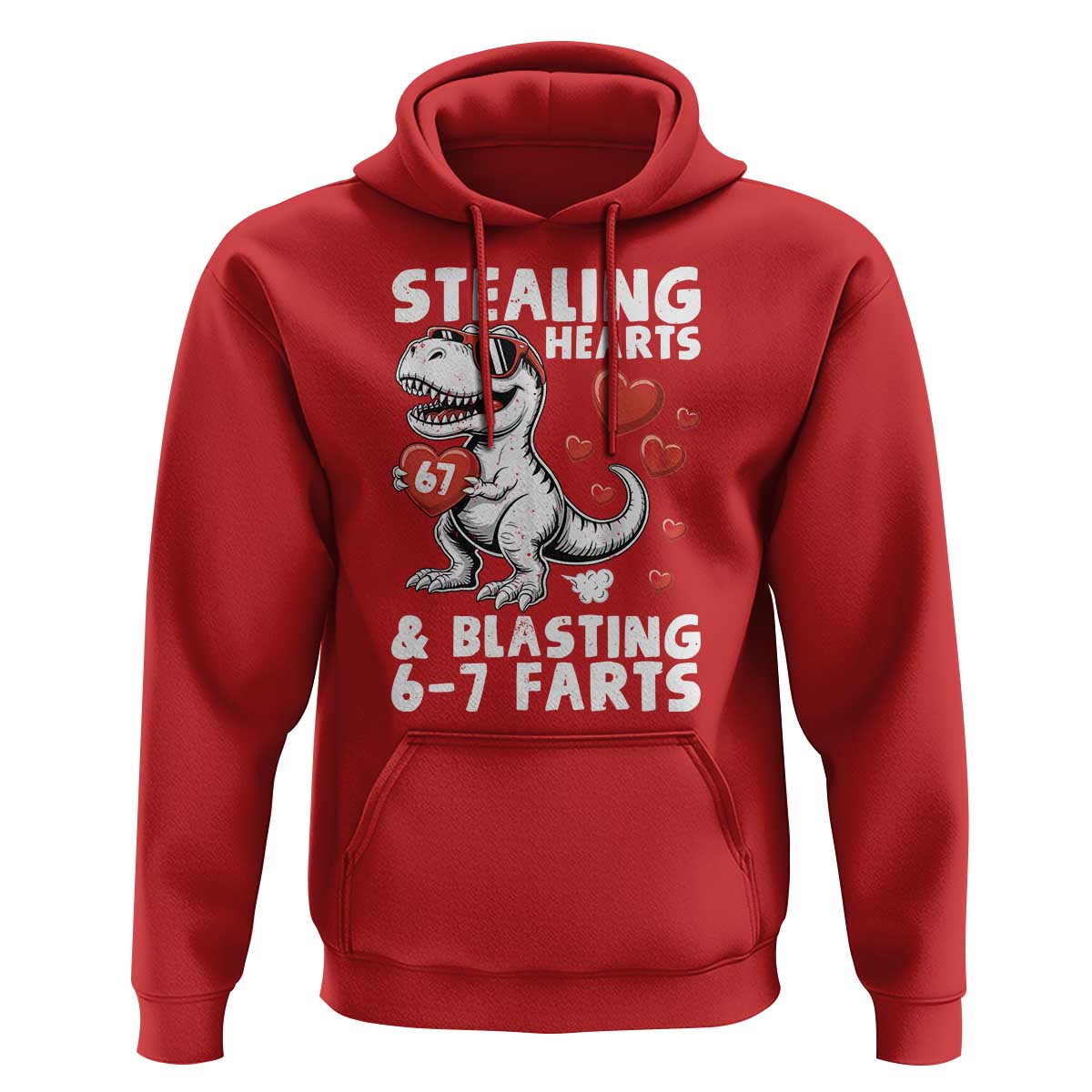 Funny 67 Meme Valentines Day Dinosaur Hoodie Stealing Hearts And Blasting 67 Farts