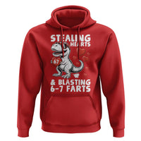 Funny 67 Meme Valentines Day Dinosaur Hoodie Stealing Hearts And Blasting 67 Farts