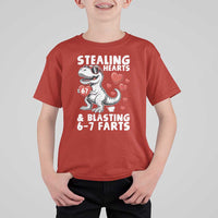 Funny 67 Meme Valentines Day Dinosaur T Shirt For Kid Stealing Hearts And Blasting 67 Farts