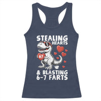 Funny 67 Meme Valentines Day Dinosaur Racerback Tank Top Stealing Hearts And Blasting 67 Farts