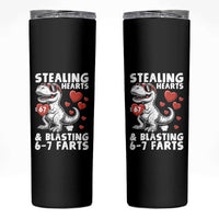 Funny 67 Meme Valentines Day Dinosaur Skinny Tumbler Stealing Hearts And Blasting 67 Farts