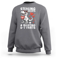 Funny 67 Meme Valentines Day Dinosaur Sweatshirt Stealing Hearts And Blasting 67 Farts