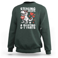 Funny 67 Meme Valentines Day Dinosaur Sweatshirt Stealing Hearts And Blasting 67 Farts