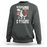 Funny 67 Meme Valentines Day Dinosaur Sweatshirt Stealing Hearts And Blasting 67 Farts