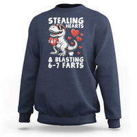 Funny 67 Meme Valentines Day Dinosaur Sweatshirt Stealing Hearts And Blasting 67 Farts