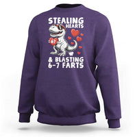 Funny 67 Meme Valentines Day Dinosaur Sweatshirt Stealing Hearts And Blasting 67 Farts