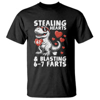 Funny 67 Meme Valentines Day Dinosaur T Shirt Stealing Hearts And Blasting 67 Farts