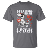 Funny 67 Meme Valentines Day Dinosaur T Shirt Stealing Hearts And Blasting 67 Farts