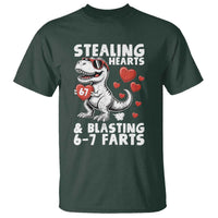 Funny 67 Meme Valentines Day Dinosaur T Shirt Stealing Hearts And Blasting 67 Farts