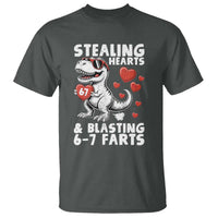 Funny 67 Meme Valentines Day Dinosaur T Shirt Stealing Hearts And Blasting 67 Farts