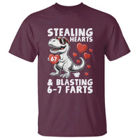 Funny 67 Meme Valentines Day Dinosaur T Shirt Stealing Hearts And Blasting 67 Farts
