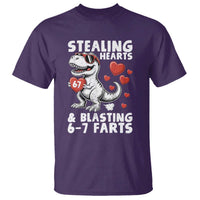 Funny 67 Meme Valentines Day Dinosaur T Shirt Stealing Hearts And Blasting 67 Farts