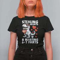 Funny 67 Meme Valentines Day Dinosaur T Shirt For Women Stealing Hearts And Blasting 67 Farts