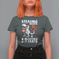 Funny 67 Meme Valentines Day Dinosaur T Shirt For Women Stealing Hearts And Blasting 67 Farts
