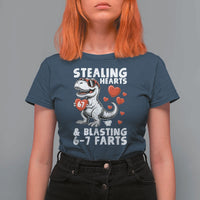 Funny 67 Meme Valentines Day Dinosaur T Shirt For Women Stealing Hearts And Blasting 67 Farts