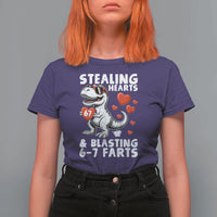 Funny 67 Meme Valentines Day Dinosaur T Shirt For Women Stealing Hearts And Blasting 67 Farts