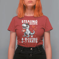 Funny 67 Meme Valentines Day Dinosaur T Shirt For Women Stealing Hearts And Blasting 67 Farts