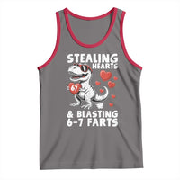 Funny 67 Meme Valentines Day Dinosaur Tank Top Stealing Hearts And Blasting 67 Farts