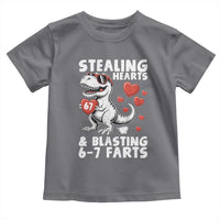 Funny 67 Meme Valentines Day Dinosaur Toddler T Shirt Stealing Hearts And Blasting 67 Farts
