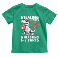 Funny 67 Meme Valentines Day Dinosaur Toddler T Shirt Stealing Hearts And Blasting 67 Farts