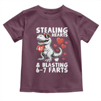 Funny 67 Meme Valentines Day Dinosaur Toddler T Shirt Stealing Hearts And Blasting 67 Farts