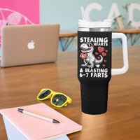 Funny 67 Meme Valentines Day Dinosaur Tumbler With Handle Stealing Hearts And Blasting 67 Farts