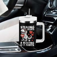 Funny 67 Meme Valentines Day Dinosaur Tumbler With Handle Stealing Hearts And Blasting 67 Farts