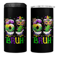 Funny 67 Mardi Gras Bruh 4 in 1 Can Cooler Tumbler Six Seven Meme Fleur De Lis Hand Gesture