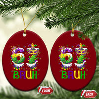 Funny 67 Mardi Gras Bruh Ceramic Ornament Six Seven Meme Fleur De Lis Hand Gesture