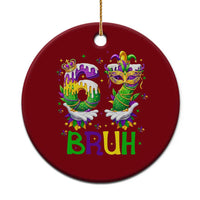 Funny 67 Mardi Gras Bruh Ceramic Ornament Six Seven Meme Fleur De Lis Hand Gesture