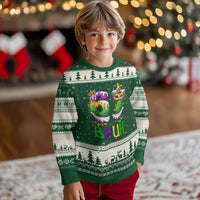 Funny 67 Mardi Gras Bruh Ugly Christmas Sweater Six Seven Meme Fleur De Lis Hand Gesture