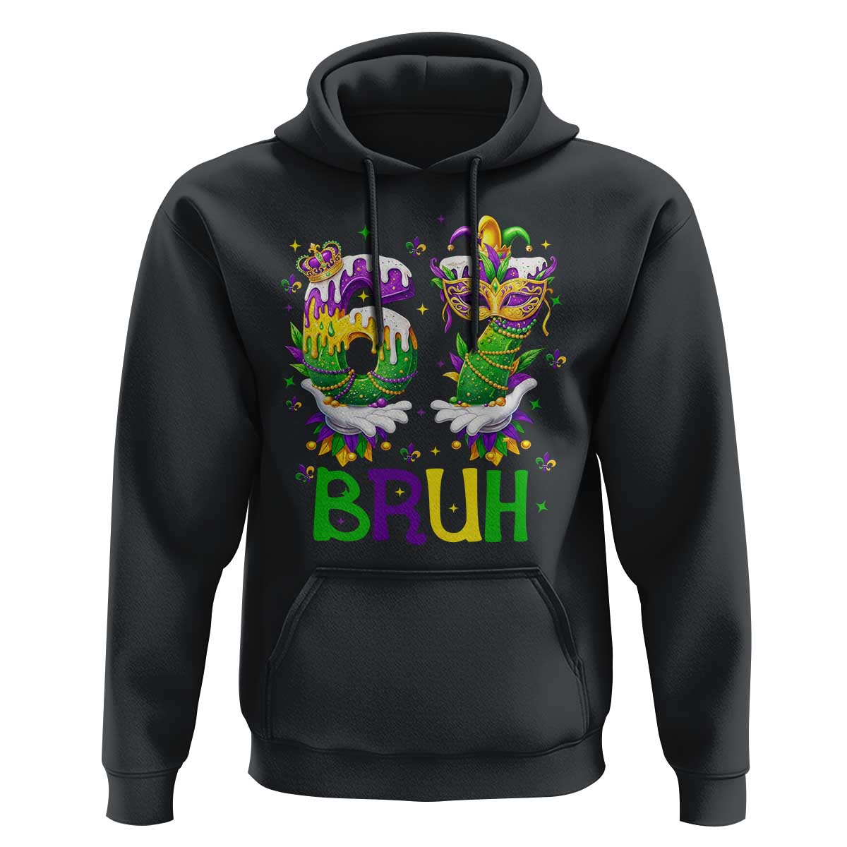 Funny 67 Mardi Gras Bruh Hoodie Six Seven Meme Fleur De Lis Hand Gesture