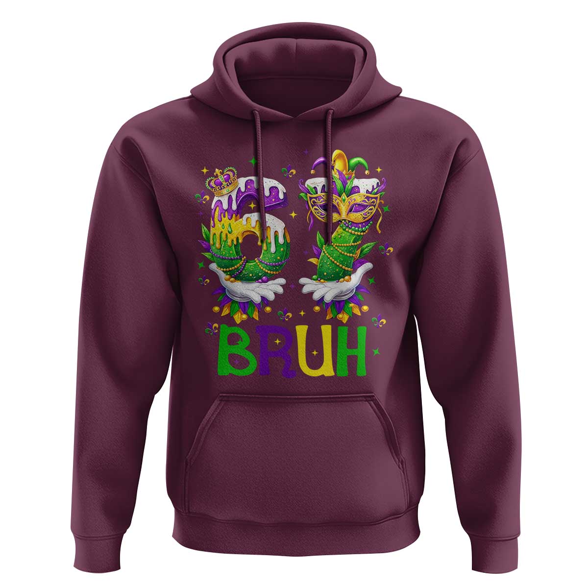 Funny 67 Mardi Gras Bruh Hoodie Six Seven Meme Fleur De Lis Hand Gesture