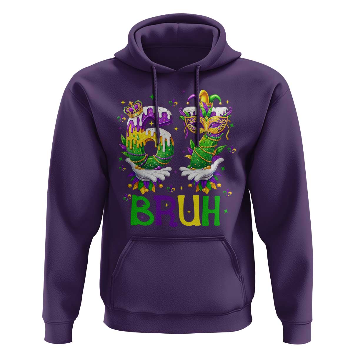 Funny 67 Mardi Gras Bruh Hoodie Six Seven Meme Fleur De Lis Hand Gesture