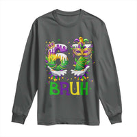Funny 67 Mardi Gras Bruh Long Sleeve Shirt Six Seven Meme Fleur De Lis Hand Gesture