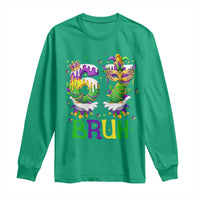 Funny 67 Mardi Gras Bruh Long Sleeve Shirt Six Seven Meme Fleur De Lis Hand Gesture