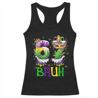 Funny 67 Mardi Gras Bruh Racerback Tank Top Six Seven Meme Fleur De Lis Hand Gesture