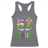 Funny 67 Mardi Gras Bruh Racerback Tank Top Six Seven Meme Fleur De Lis Hand Gesture