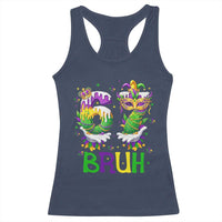 Funny 67 Mardi Gras Bruh Racerback Tank Top Six Seven Meme Fleur De Lis Hand Gesture