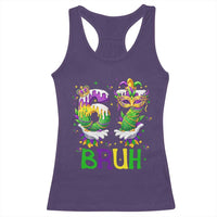 Funny 67 Mardi Gras Bruh Racerback Tank Top Six Seven Meme Fleur De Lis Hand Gesture