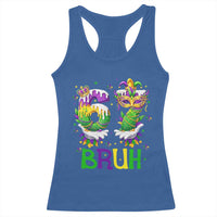 Funny 67 Mardi Gras Bruh Racerback Tank Top Six Seven Meme Fleur De Lis Hand Gesture