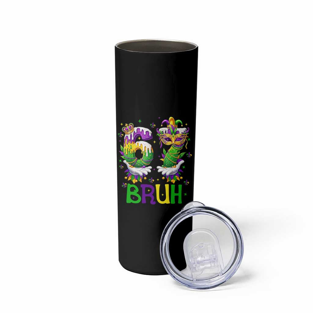 Funny 67 Mardi Gras Bruh Skinny Tumbler Six Seven Meme Fleur De Lis Hand Gesture