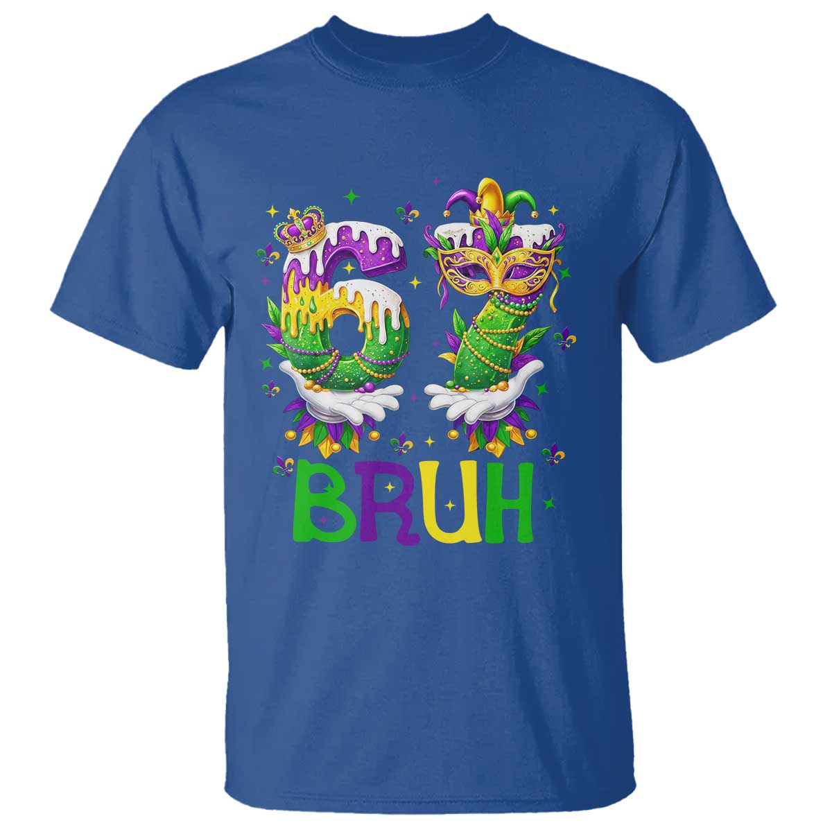 Funny 67 Mardi Gras Bruh T Shirt Six Seven Meme Fleur De Lis Hand Gesture