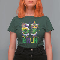 Funny 67 Mardi Gras Bruh T Shirt For Women Six Seven Meme Fleur De Lis Hand Gesture