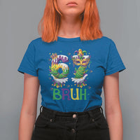 Funny 67 Mardi Gras Bruh T Shirt For Women Six Seven Meme Fleur De Lis Hand Gesture