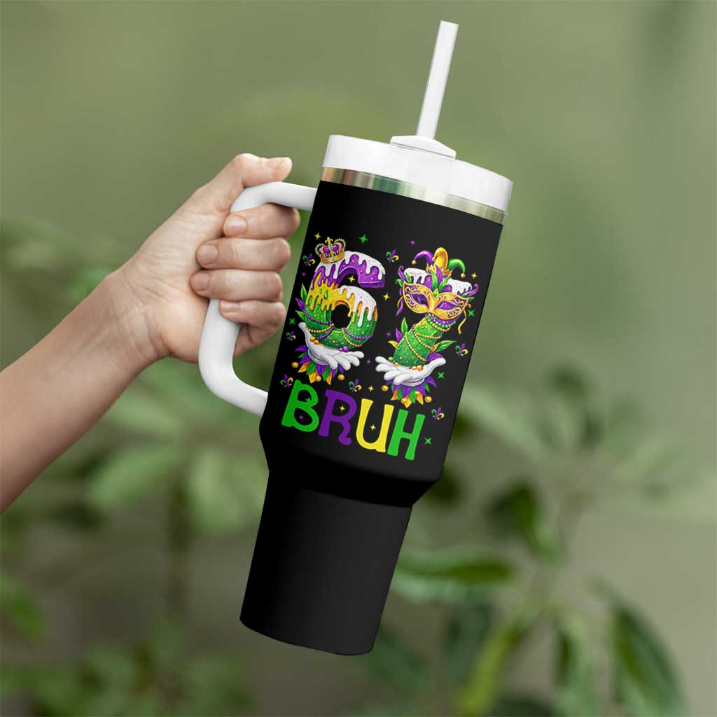 Funny 67 Mardi Gras Bruh Tumbler With Handle Six Seven Meme Fleur De Lis Hand Gesture