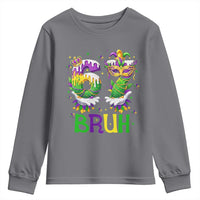 Funny 67 Mardi Gras Bruh Youth Sweatshirt Six Seven Meme Fleur De Lis Hand Gesture
