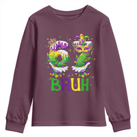 Funny 67 Mardi Gras Bruh Youth Sweatshirt Six Seven Meme Fleur De Lis Hand Gesture